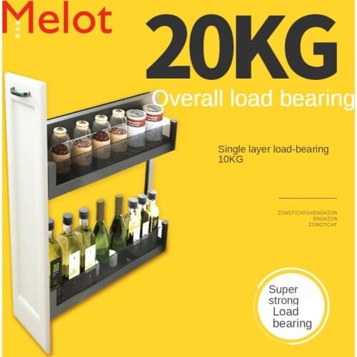 Lobani Kitchen Cabinet Side-Mounted Double-Layer Pull Basket Narrow Pull Basket Floor Cabinet Drawer Seasoning Basket Storage