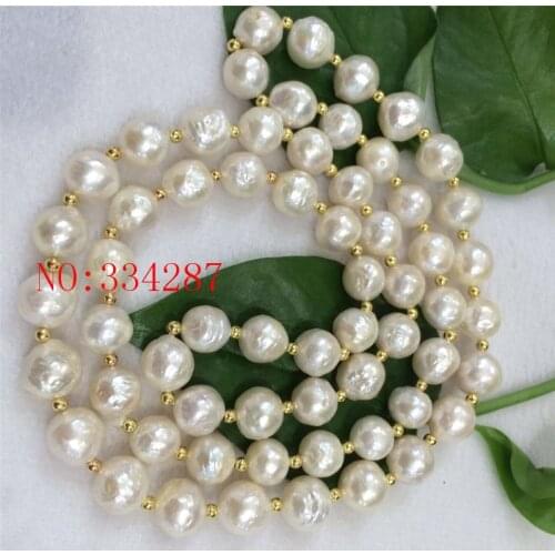NEW HUGE NATURAL 10-11MM australia seas of the south white pearl necklace long 30 "