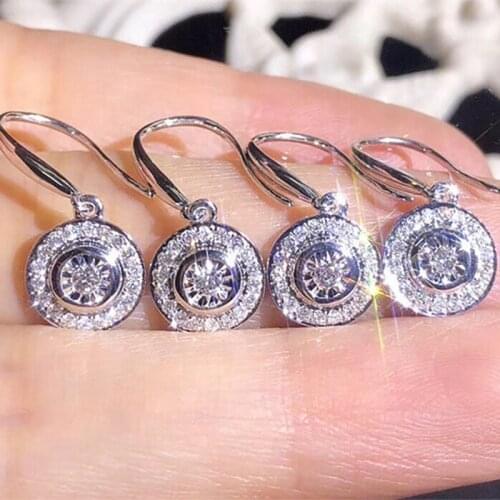 New Fashion and Luxury Round-shaped Ladies Earrings Earrings Full of Zircon Prom Earrings