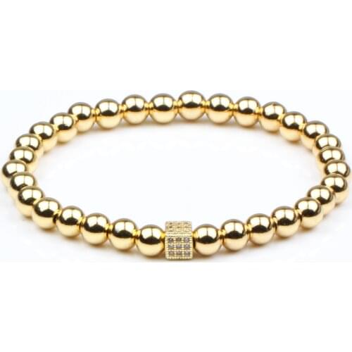 New Design Trendy Men Women Charm Bracelet Male Classic 6MM Stainless Steel Beads Strand Bracelet For Couples Top Grade Jewelry