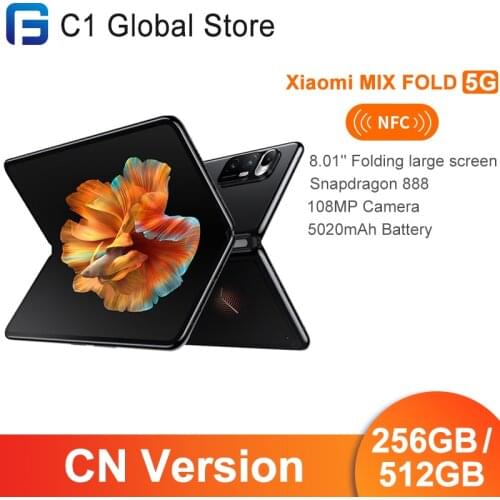Original Xiaomi Mi MIX FOLD 256GB/512GB Snapdragon 888 Octa Core 8.01"2K+folding screen 67W fast charger 108MP camera 5020mAh