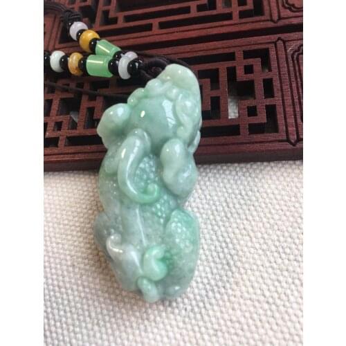 Natural Myanmar jade hand-carved green jade pendant necklace emerald pendants necklaces jadeite jade jewelry women men