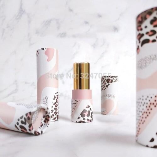 12.1mm Empty Kraft Paper Pink Beauty Makeup Tool Lip Balm Tube, Cosmetic Lipstick Refillable Container, Lip Rouge Package