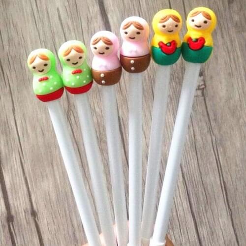 3pcs/lot Multicolor Fuwa gel pen with cap Multicolor 0.38mm Black Ink Cute Students' Gift