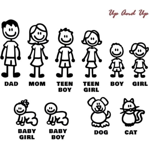 DIY self-adhesive Family Decals Vinyl Sticker Car Window Sticker Slaps Family Fun Dog Cat Baby Children Car Decor