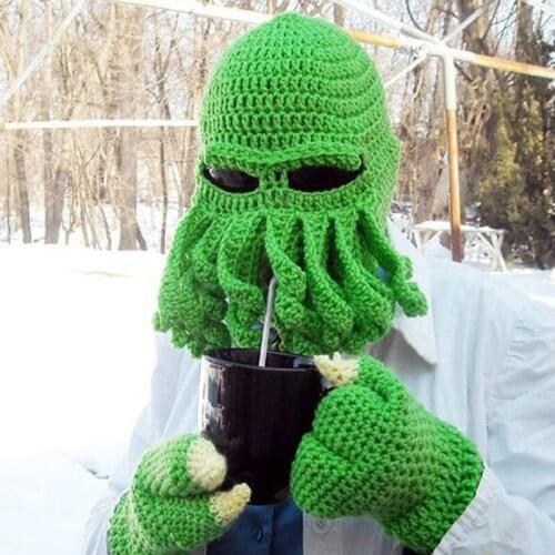 Wool Winter Hat For Octopus Balaclava Winter Mask Windproof Warm For Men And Women Woolen Yarn Camping & Hiking Cycling