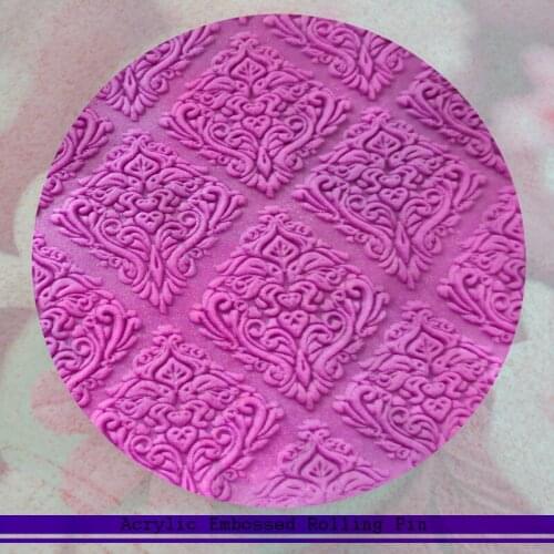 1 Piece European Pattern Acrylic Textured Embossed Rolling Pins Kitchen Accessories Fondant Sugar Craft Cake Decorating Tools