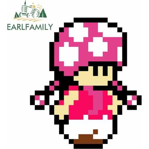 EARLFAMILY 13cm x 11.2cm for Pixel Toadette Mario Creative Car Sticker DIY Stickers Scratch-proof Fashion JDM Decal Decoration
