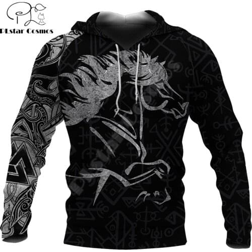Vikings hoodies Horse Viking Runes Symbol 3D Printed Mens Zip Up Hoodie Tattoo Harajuku Streetwear Pullover Unisex Casual Jacket