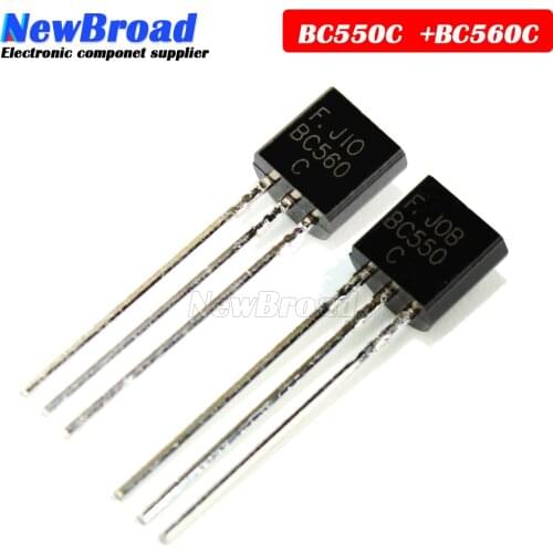 50PCS BC550C + BC560C each 25pcs BC550 BC560 TO92 Transistor DIP-3 45V 0.1A TO-92 New Original