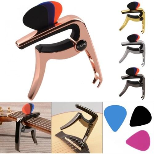 Universal Zinc Alloy Metal Guitar Capo Pin Puller for Guitar Bass Ukulele Tuning with 3 Picks
