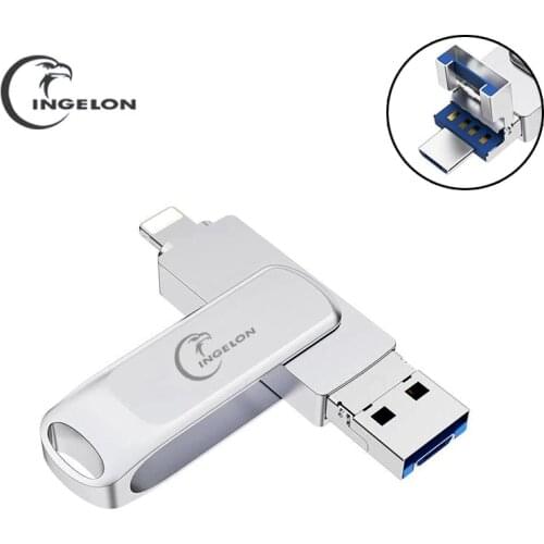 USB Flash Drive 32gb USB 3.0 flash bellek 128GB 3in1 memoria usb Pendrive animado 16gb for iphone iPad Macbook Camera Android