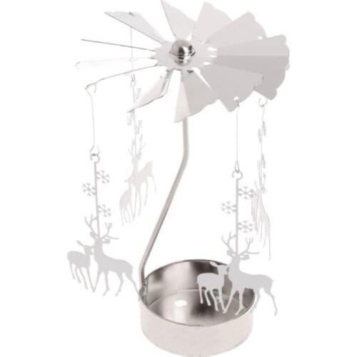Rotary Spinning Tealight Candle Metal Tea Light Holder Carousel Home Decor Gifts 124E