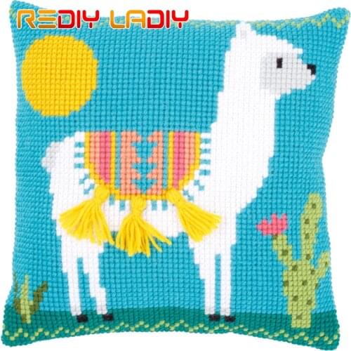 Cross Stitch Cushion Cover Modern Dog Pillow Case Pre-Printed Canvas Acrylic Thick Yarn Crafts Cross-stitch Needlepoint Kits