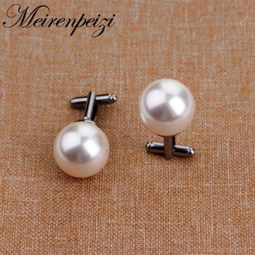 Modern Design Mens Classic Alloy Cufflink for Suit Wedding Shirt Business Shirt Imitation Pearls Cufflinks Wedding Accessories