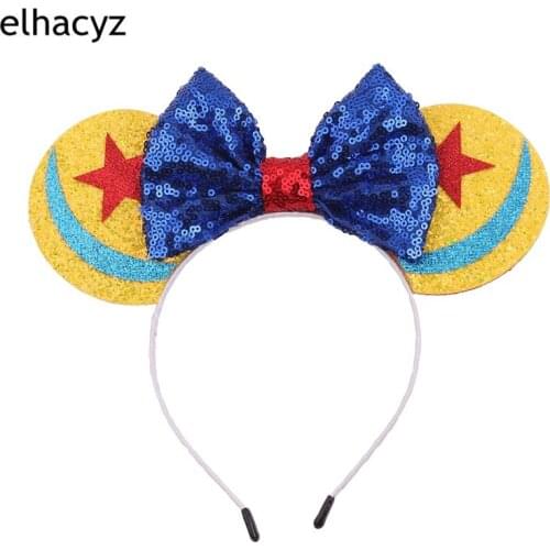 1PC Mouse Ears Headband Star Festival DIY Girls Hair Accessories Christmas Wholesale Sequin Hair Bows Party Hairband Mujer