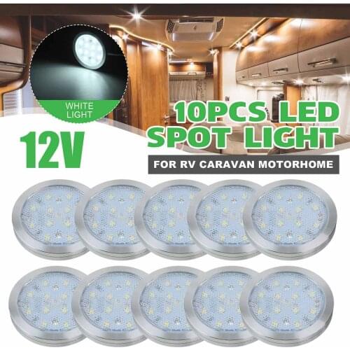 10pcs 12V LED Interior Spot Light Down Lights Ceiling Lamp Wall Lamps For Car Boat RV Caravan Camper Trailer Motorhome