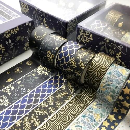 10pcs Gold Foil Washi Tapes Chinese Classical Adhesive Masking Tape Sticker DIY Handbook Scrapbooking Album Dairy Decoration