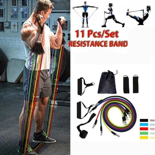 11pcs/set Resistance Bands Set Pull Rope Ftness Set Elastic Tubegym Equipment Training Device Workout Equipment Exercise Kit