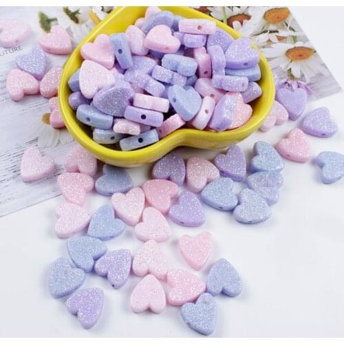 20Pcs 40Pcs 100Pcs 4 Colors Love Heart Acrylic Bead Loose Spacer Beads For Jewelry Making DIY Bracelet Accessories Pick Color