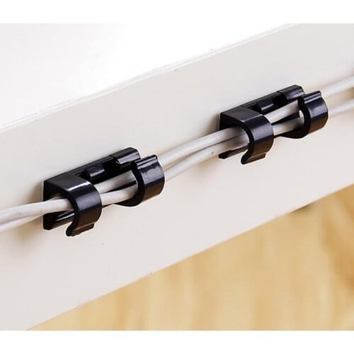 20 Pcs Cord Wire Cable Plastic Clips Self Adhesive Clamp Organizer Fixer