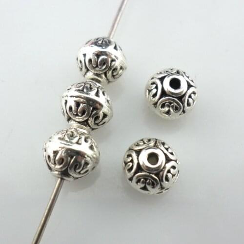 40pcs Tibetan Silver Round Spherical Charm Loose Spacer Bead 7x7mm Jewelry Findings