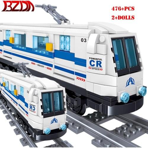 Railway City 476PCS Train Rail train Transportation Building Blocks Creator High Speed Subway Rail Model Bricks Boys Toys Gifts
