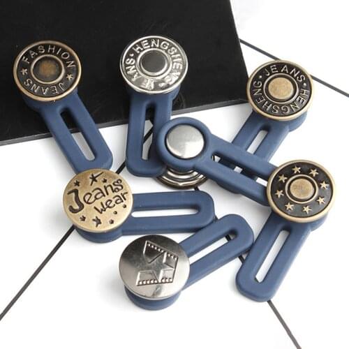 5Pcs Free Sewing Buttons Adjustable Disassembly Retractable Jeans Waist Button Metal Extended Buckles Pant Waistband Expander