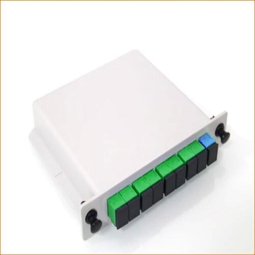 Free shipping, 10pcs/lot, 1*8 PLC Fiber Optic Splitter, cassette type and good use in FTTH Box, SC/APC connector