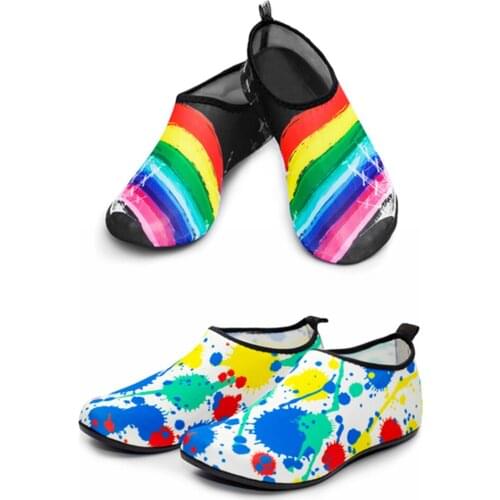 Wading Socks Rainbow Sailboat Graffiti Printing Blue Waves Ukiyoe Starry Sky Anti Slip Anti Cut Barefoot Beach Water Sneakers