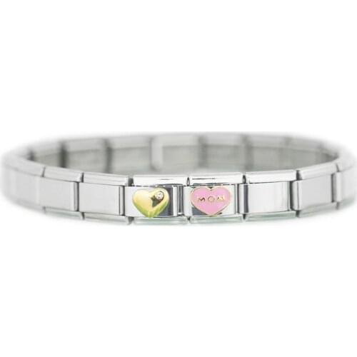 Stainless Steel Wholesale Composable links bracelet Classic 9mm Happy Mothers Day Love mom Italian charm link bracelet