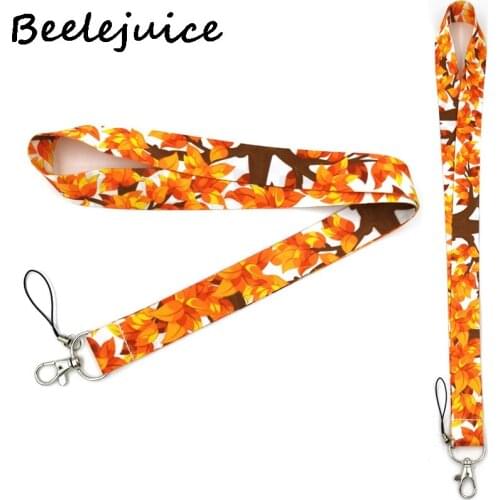 Autumn Maple leaves Neck Strap Lanyard keychain Mobile Phone Strap ID Badge Holder Rope Key Chain Keyrings cosplay Accessories