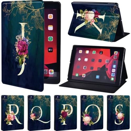 Tablet Case for Apple IPad 5/6/7/8th / Mini 1/2/3/4/5/ IPad 2/3/4 Letter Print Series Pattern PU Leather Stand Protective Case