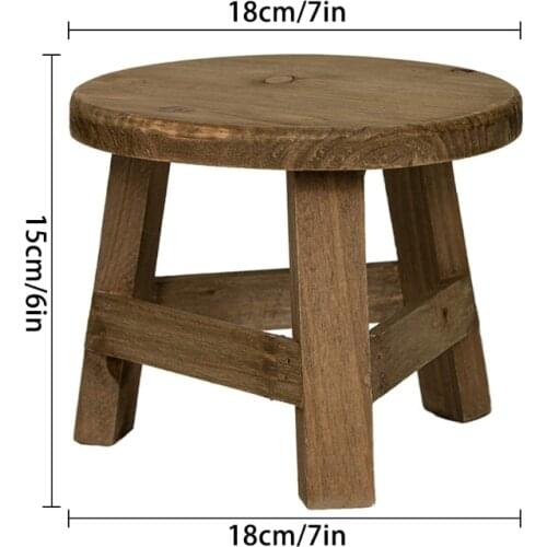 Mini Wooden Stool Display Stand Round Flower Shelf Bonsai Rack Garden Plant Pot Riser Holder for Home Decoration 85AC
