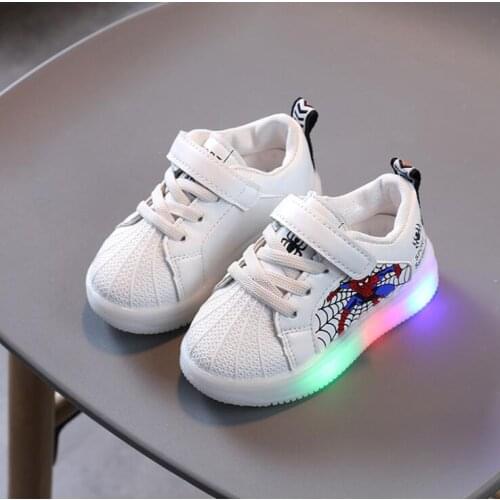 Disney Spiderman Kids Glowing Sneakers kids shoes boys girls Luminous Lighted Sneakers Cartoon Boys LED Children Shoes