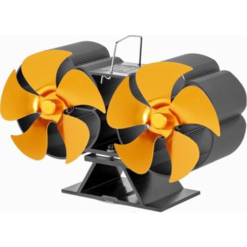 Double-headed Fireplace 5 Blade Heat Powered Stove Fan Log Wood Burner Eco Friendly Quiet Fan Home Efficient Heat Distribution