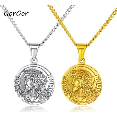 GorGor Men Necklace Classic Character Pandent Design Letter Sculpture Back Stainless Steel Chain Ladies Fashion Accesories 1402