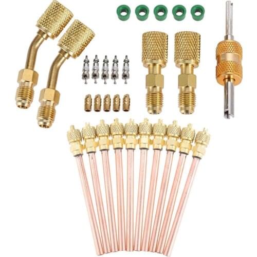 HOT R410A Adapter for Mini Split System, 5/16 Female 1/4 Male Flare, Valve Core Remover for HVAC Refrigeration Service