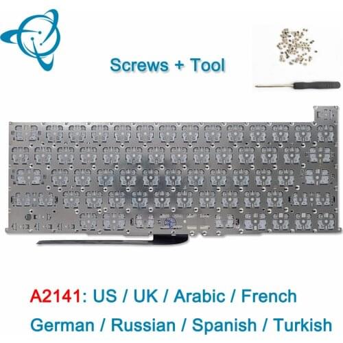 A2141 Keyboard EU UK US French Spanish German Russian Arabic Turkish for MacBook Pro Retina 16" A2141 Keyboard Screws 2019 Year