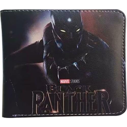 Disney Marvel Panther Wallet Anime Peripheral Avengers Student Personality Short Two-fold Wallet Wallet Wallet Boy Gift