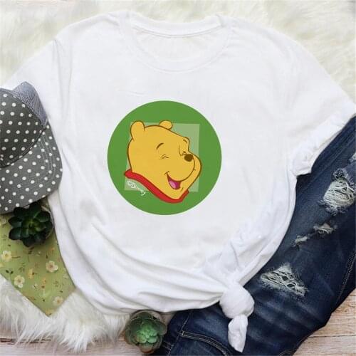 Winnie The Pooh Cute Cartoon T Shirts Summer New Fashion Harajuku Disney Tee Tops Streetwear Femme T-Shirt Women Clothes
