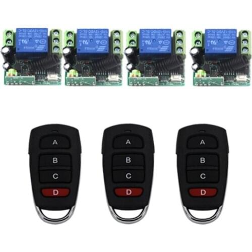 MITI-DC 12V 10A Small Remote Control Switch, 3 Transmitter + 4 Receiver, Built-in Battery Controllers 433MHz SKU: 5430