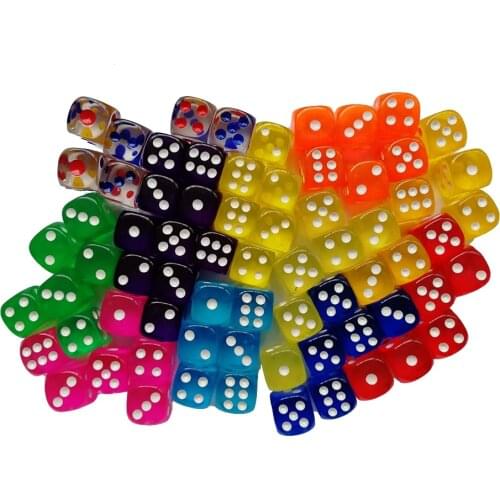 Dnd dice set 10pcs/lot 6 sides dobbelstenen dados 14MM Acrylic Round Corner transparent dices Game Digital dices