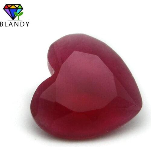 Unpolished Red Glass Gem Stone 3x3~12x12mm Heart Shape Machine Cut Red Synthetic Glass Beads For DIY Jewelry