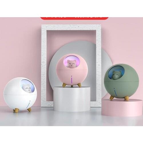 Planet cat night light USB humidifier Fogger Diffuser Home office desktop silent spray moisturizing gift
