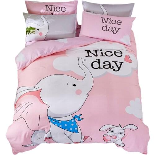 Nordic Printed Elegant Panda Dinosaur Bedding Set Kids Duvet Cover Set Cotton Soft Bed Set with BedSheet Bedlinen