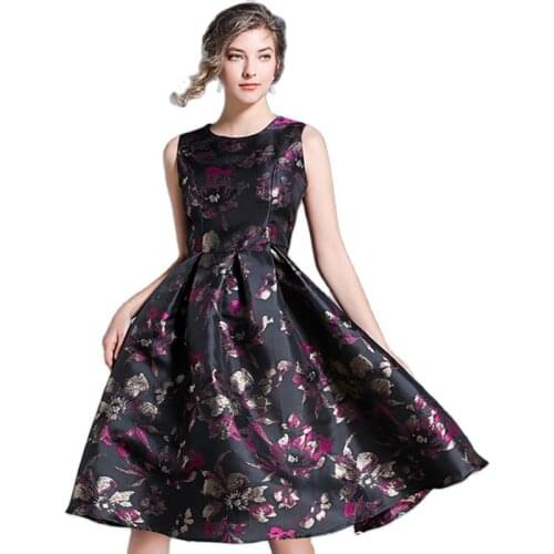 BunniesFairy 2020 Spring Summer Hepburn Vintage Belle Flower Floral Jacquard Dress Vestidos de Fiesta Charming Party Clothing