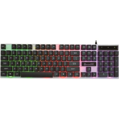 USB Computer Wired Keyboard Colorful Backlit Game Rainbow Glow Floating Button