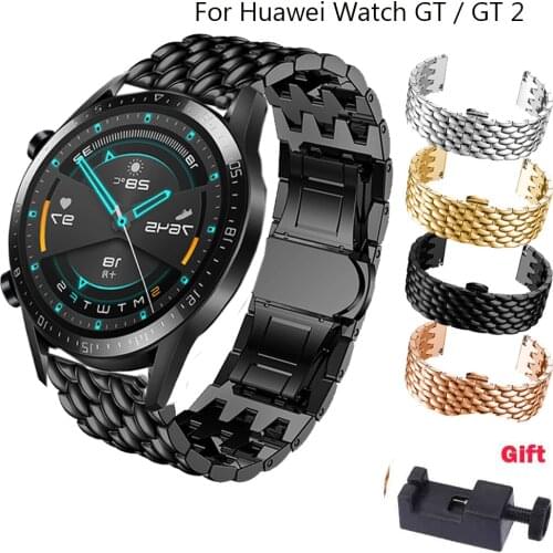 22mm Stainless Steel Watchband Replacement Strap For HUAWEI WATCH GT 1 GT 2 46mm wrist strap For Huami Amazfit GTR 47mm belt