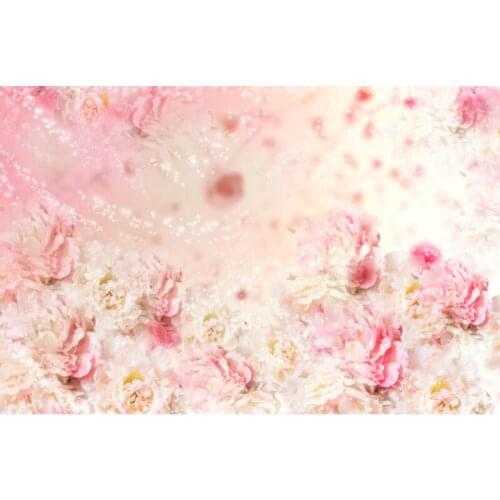 Pink Flowers Photography Backdrops Sweet Style Backgrounds for Studio New Born Baby Shower Wedding Photos Vinyl Cloth Customized